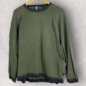 Timberland Green Striped Crew Neck Pullover Knit Sweater Size Large‎ Mens Top L